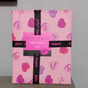 Betsey Johnson Pink Conversation Hearts Tablecloth